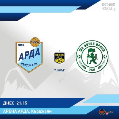 Днес играе &bdquo;Арда&ldquo;: Кърджалийци посрещат &bdquo;Ботев&ldquo; (Враца)